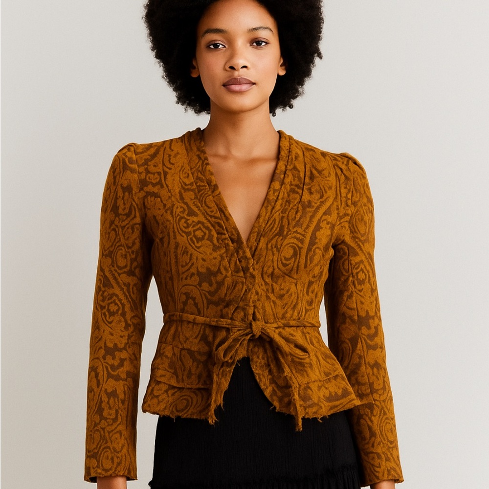 Lux Urban Outfitters Paisley Tie-Waist Jacket Victorian Goth Sz M